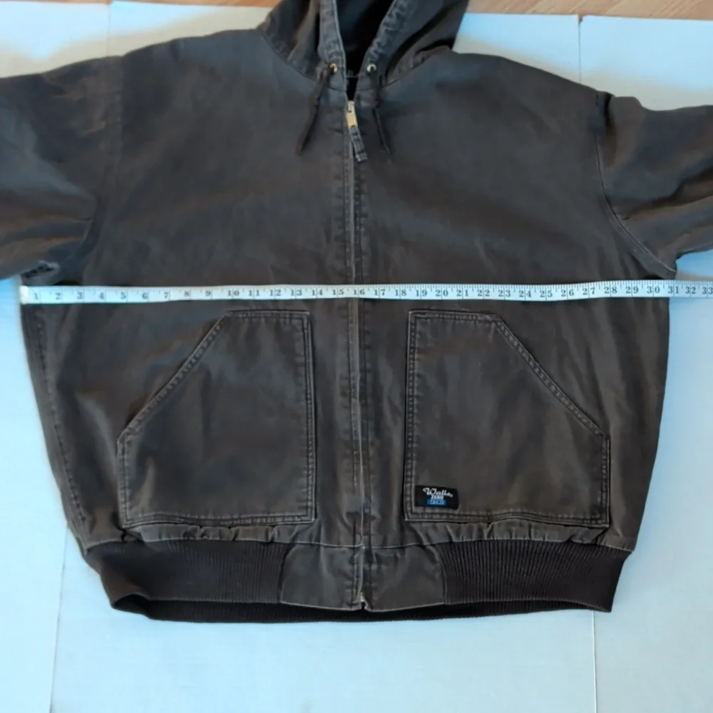 Vtg. Walls Zero Zone Insulated Fleece Lined Hooded Canvas Jacket 2XL Brown Green - Picture 11 of 16